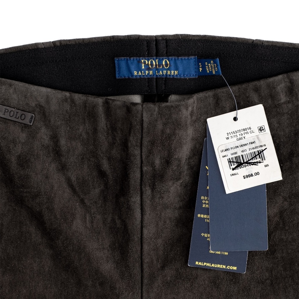 NWT Polo Ralph Lauren Lambskin Suede Zip Legging Pants Dark Gray Womens $998 - S - Picture 13 of 14